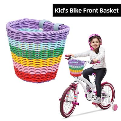 Kinder Fahrrad Front Korb Fahrrad Hängen Korb Fahrrad PP Rattan Gewebt Korb mit Einstellbare
