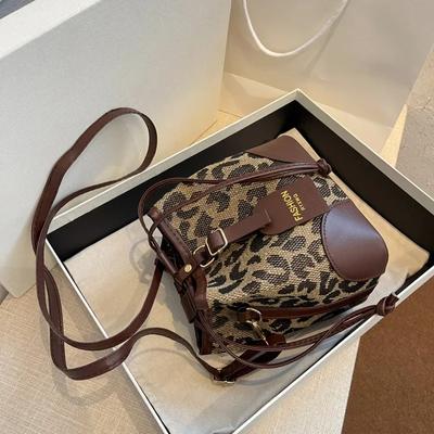 Leopard Small PU Leather Women Bucket Crossbody Bags Fall Designer Shoulder Bag Luxury Ladies Handbag Lady Trend Tote