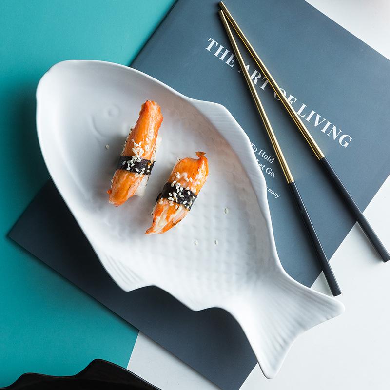 Nordic Style Ceramic Fish Plate for Breakfast & Western Cuisine