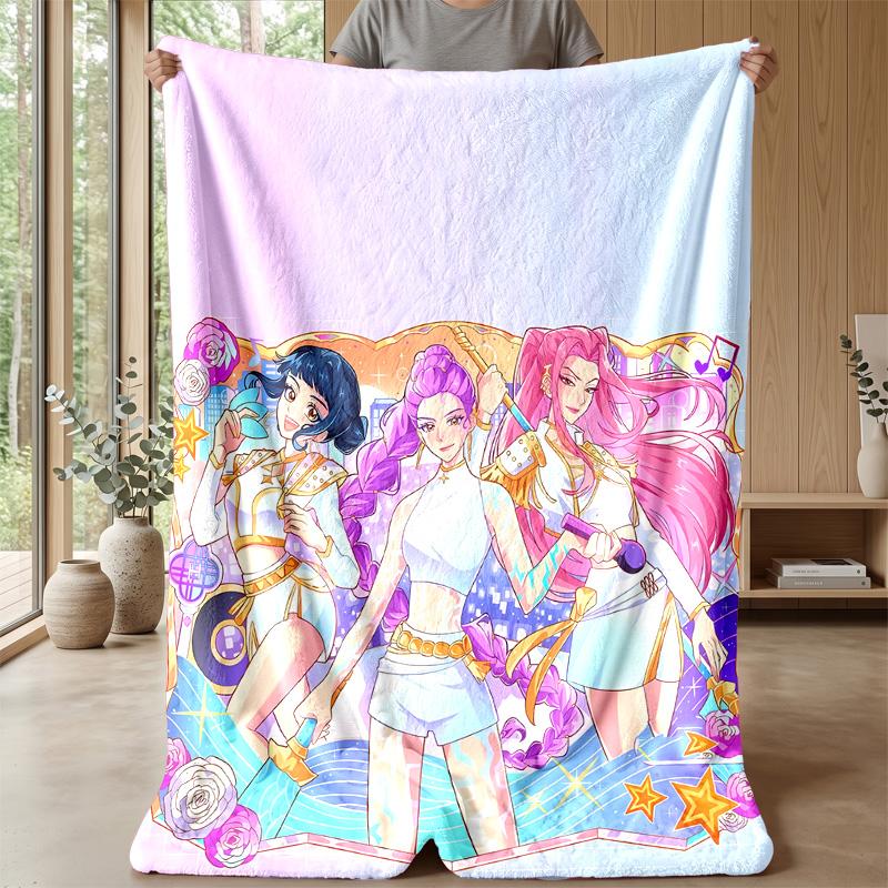 Kpop Dämonenjäger Bedruckte Flanell-Kuscheldecke Weich Warm Leicht Ganzjahresdecke für Sofa Bett Camping Wohnkultur Feiertagsgeschenk