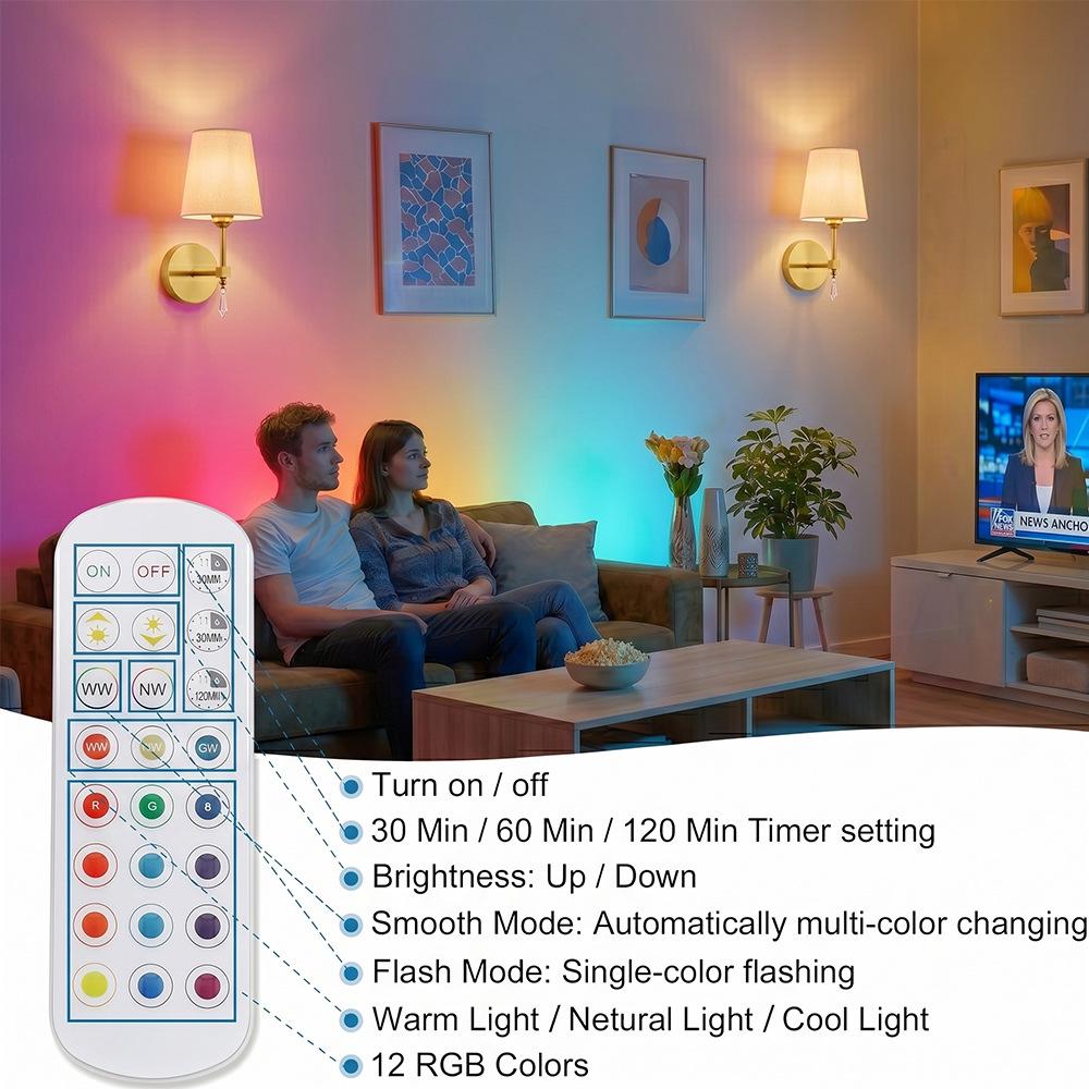 Wireless RGB Dimmable Wall Lamp with Cloth Cover and Charging