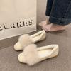 Concise Lambwool Moccasins Femme Curly Sheep Fur Flats Woman Warm Plush Loafers Winter Cotton Shoes Women Furry Ballet Shoes