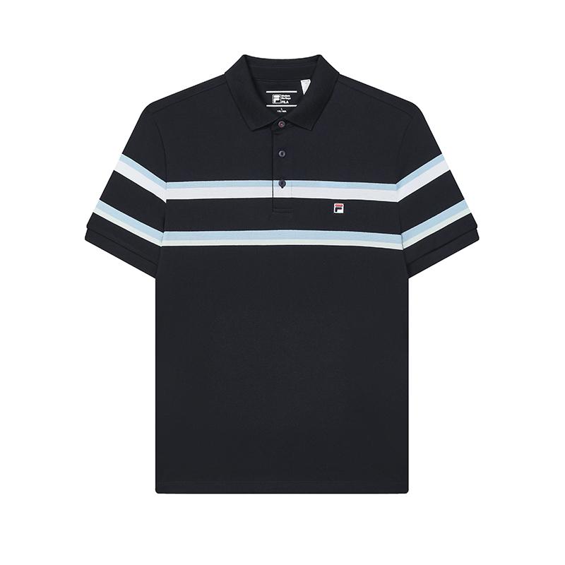 Fila Summer Striped Fashion Versatile Casual Short Sleeve Polo Men Polo Legendary-Blue F11M431104FNV