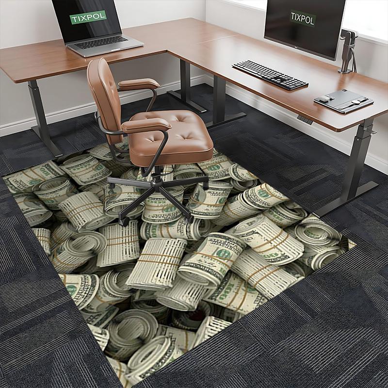 1pc Anime Cartoon Design Office Chair Mat - 100 Dollar Bill Pattern, Non-Slip Carpet for Home Decor, Suitable for All Seasons, Perfect Gift for Office