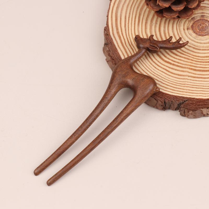 Wooden Hair Stick U-Shaped Hair Fork Cat Butterfly Chinese Style Hairpin Headwear Girl Hair Accessories