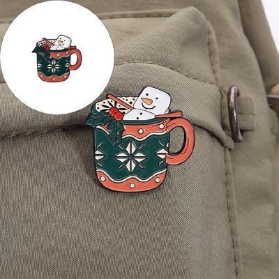 Festlicher Ingwerkeks Schneemann Elch Emaille Brosche Weihnachtsbecher Design Legierung Anstecknadel Brust Schmuck Geschenk Für Freund