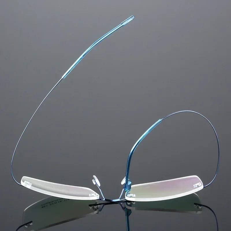 Titanium Alloy Rimless Glasses Frame Men Prescription Eyeglasses Myopia Optical Frame Screwless Eyewear Only Eyeglass Frames