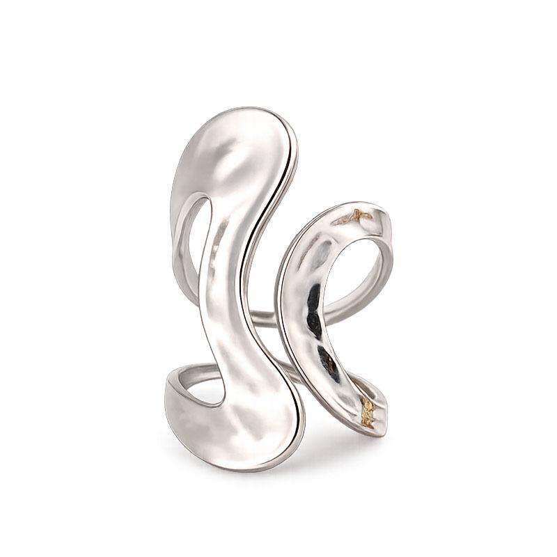 18K Gold Stainless Steel Double-Curved Geometric Ring for Women - Elegant European & American INS Style.
