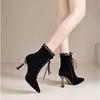 New Fashion Women Boots Short High Heels Shoes Autumn Winter Botas Mujer Ankle Boots Black Sock Women Heels Boots