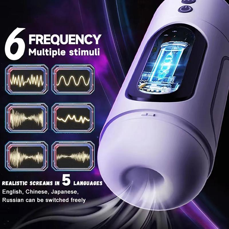 Automatic Male Masturbator Telescopic Vibrating Sounding Deep Throat Sucking Blowjob Masturbation Vagina Aircraft Cup Adult