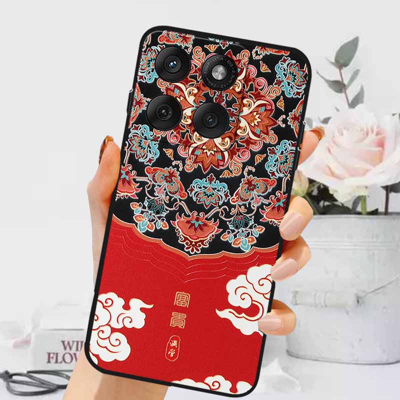 3D Emboss Cases For Edge 60 Fusion / Edge 60 Pro Relief Embossed Retro Silicone Back Cover For Edge 60 Stylus Black Funda 60 Pro