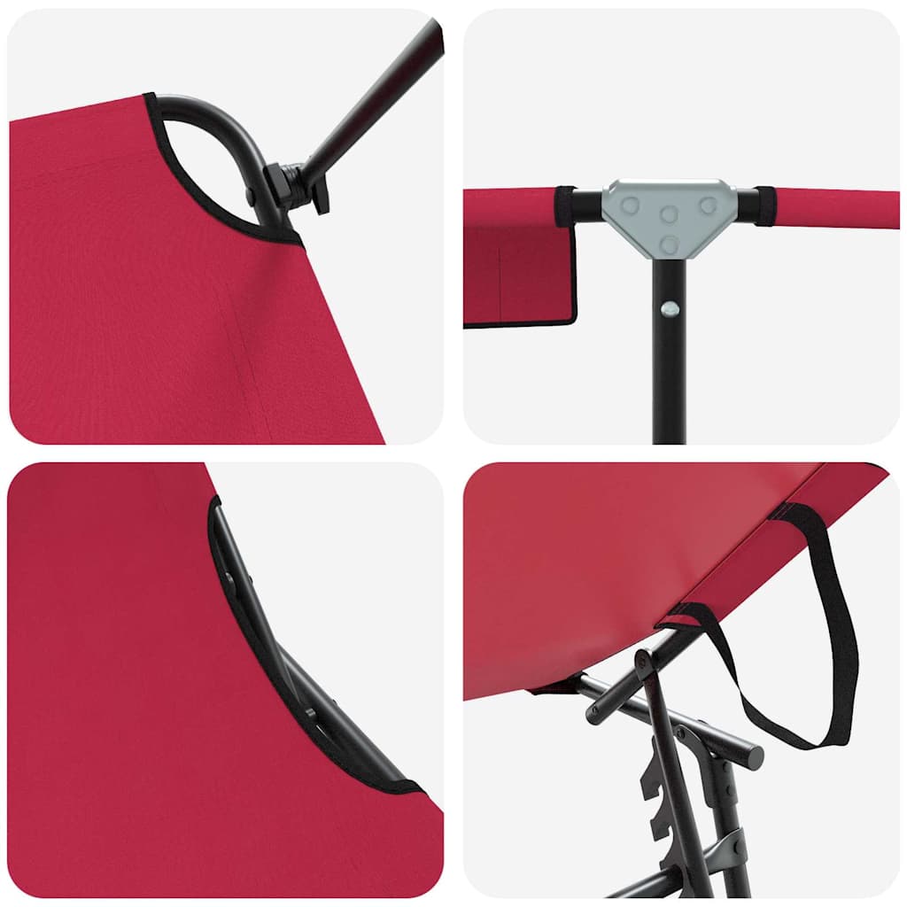 Folding Sun Lounger Red 190 x 57 x 81 cm Oxford Fabric