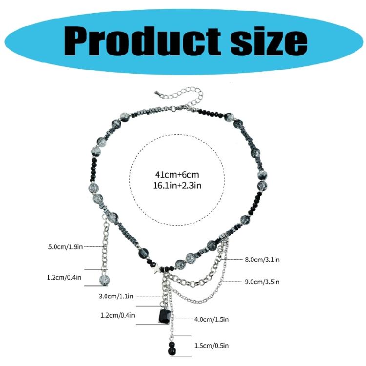 Unique Dark Multi Layer Tassels Gothic Clavicle Chain Adjustable Length Neckchain Punk Style Alloy Necklace For Women