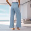 Women's High-Waisted Wide Leg Pants with Pockets - Color Casual Loose Fit Trousers for Daily Wear