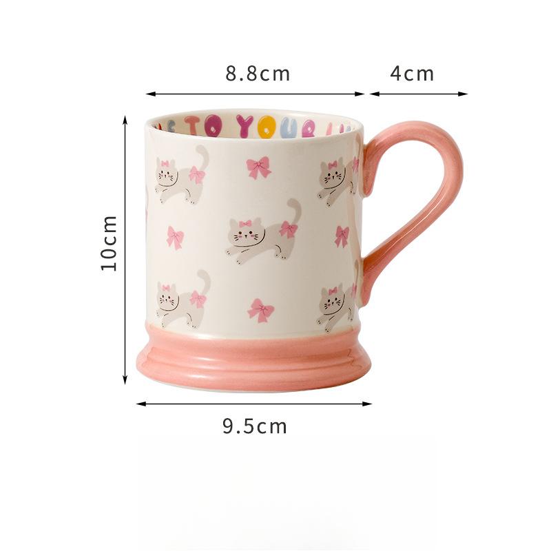Ceramic Mug Cute Style Children's Milk Cup Illustration Dopamine Cup Birthday Best Friend Gift Couple Water Cup