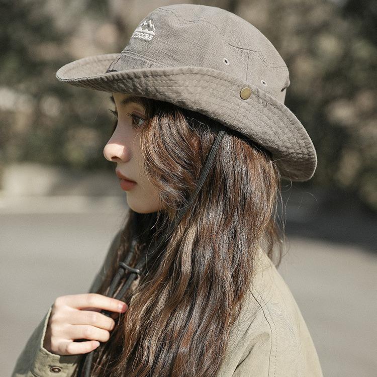 Japanese mountaineering hat women's summer quick-drying breathable big eaves shading bucket hat outdoor hiking western cowboy hat