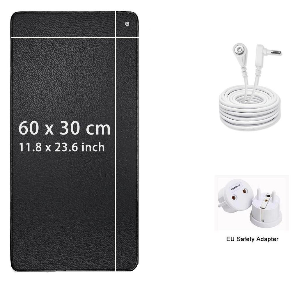 Tapis de Mise à la Terre Noir Multifonctionnel avec Fond Antidérapant pour Soulagement de la Douleur, Amélioration du Sommeil et Augmentation de l'Énergie