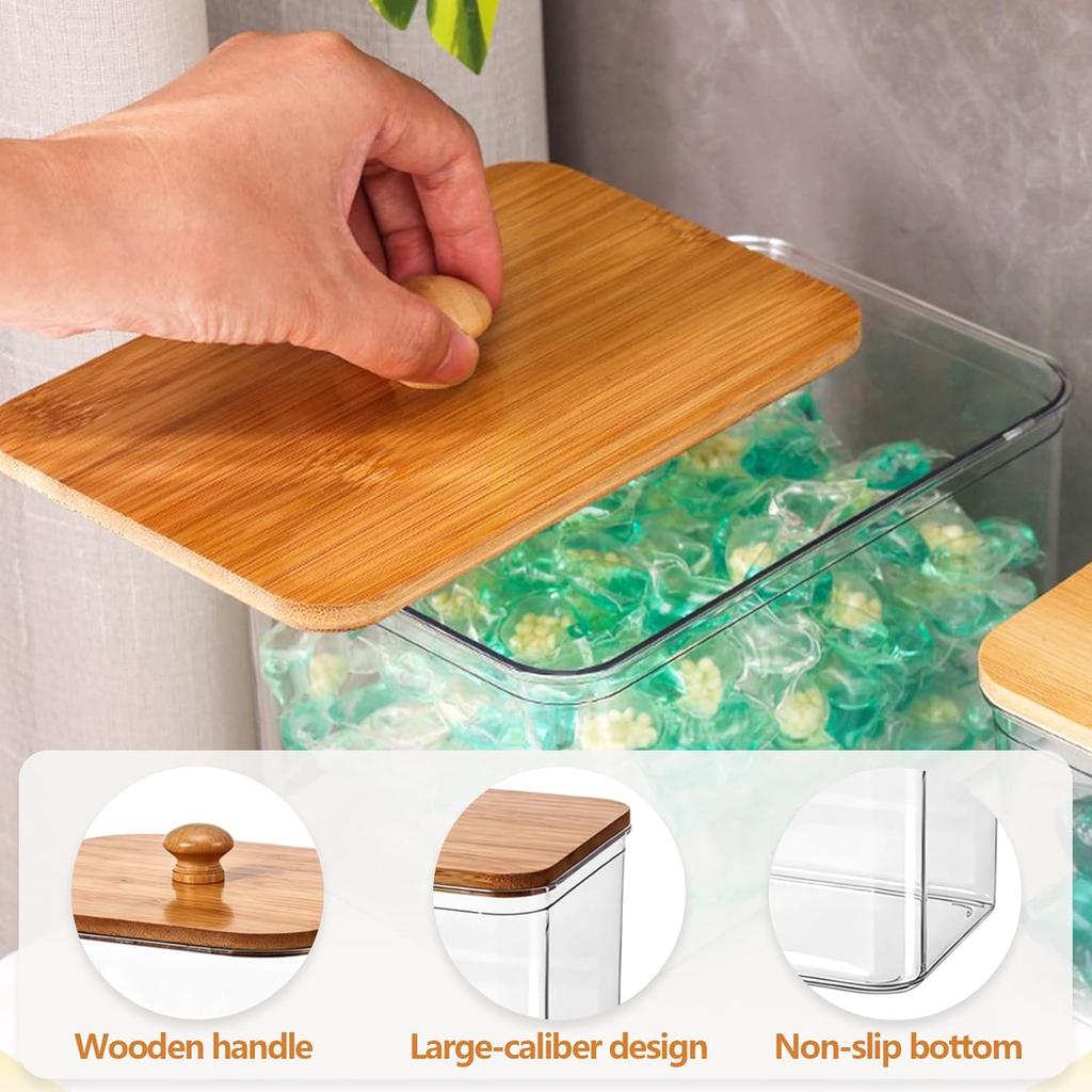 Laundry Storage Containers Washing Powder Storage Laundry Room Organizer Laundry Jars with Lids Labels Scoops Dryer Sheet Holder