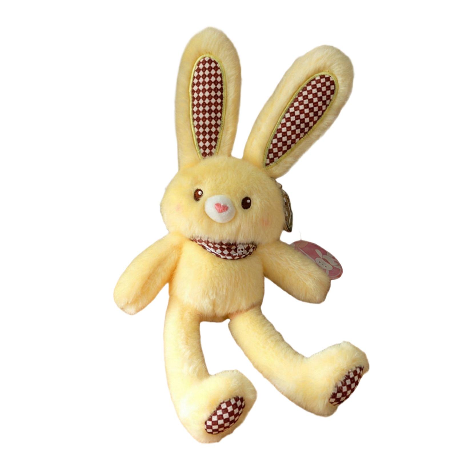 

Soft Plush Bunny Toy with Long Ears and Checkered Inner Ear and Foot Pads Stuffed Animal Doll for Kids and Collectors Gift One Size