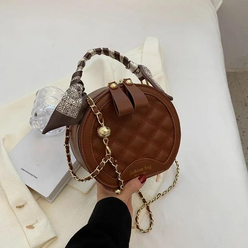 French Retro Shoulder Bag for Women Tote Pure Color Hundreds of Small Round Large Capacity Crossbody Bag