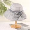 Summer sun hat Thin mesh mother hat Elegant retro bow Big brim Outdoor outing Shade and sun protection