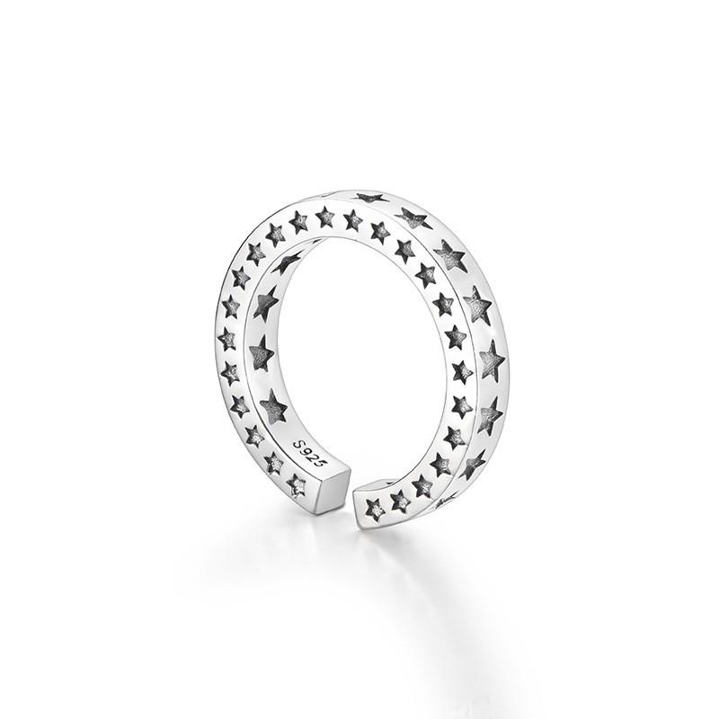 Adjustable Open Ring Men Women Vintage Star Geometric Design Plated Copper Unisex Fashion Jewelry