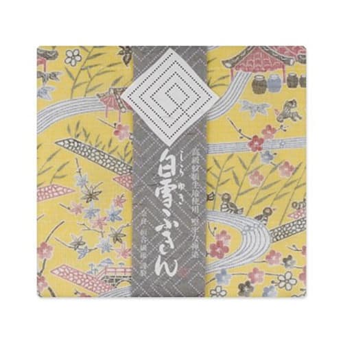 Snow White Yuzen Dishcloth, Ryukyu Bingata, Golden