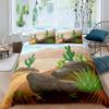 Cactus Duvet Cover Set King Size Hand Painted Style Bedding Set Nature Art Prints Comforter Cover Green Plant Cactus Quilt Cover