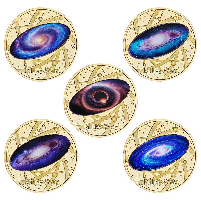 Five Commemorative Coins of the Milky Way Galaxy, Gold-plated and Silver Plated Commemorative Medals, Collecting Commemorative Gifts for Enthusiasts