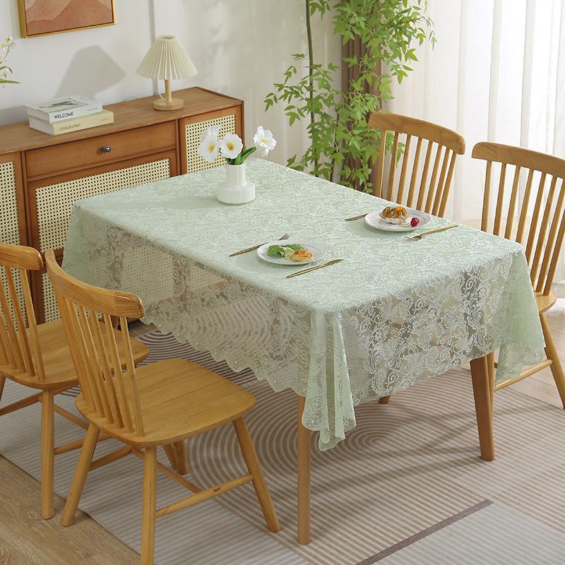 French Hollowed Out White Lace Tablecloth American Countryside Rectangular Dining Table Mat Photography Background Tablecloth