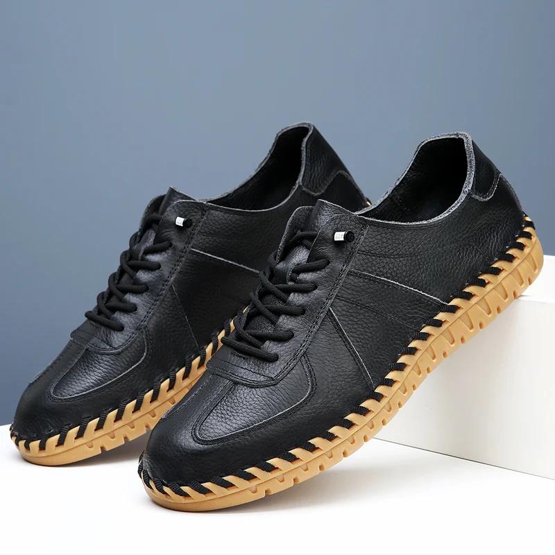 

Кожаные мужские повседневные туфли мужские мокасины ручного шитья мокасины дышащие слипоны итальянские туфли для вождения мужские Chaussure Homme 44 чёрный