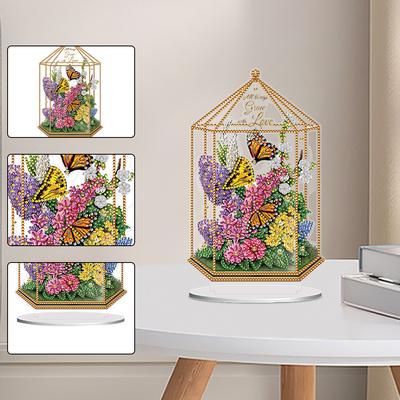 Acrylic Special Shape Garden Hut Desktop Diamond Art Kits Rhinestones Desktop Ornaments 5D DIY Diamond Art Tabletop Decorations