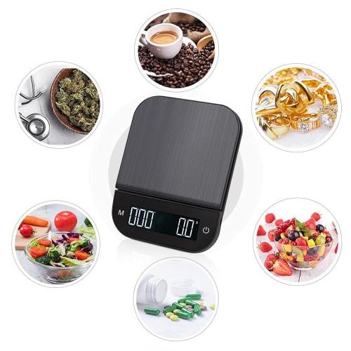 Palumma Portable Electronic Digital Kitchen Scale with Timer, Switchable Units, Hidden LED Screen, Touch Sensor Buttons, USB Rechargeable, Compact, Ta