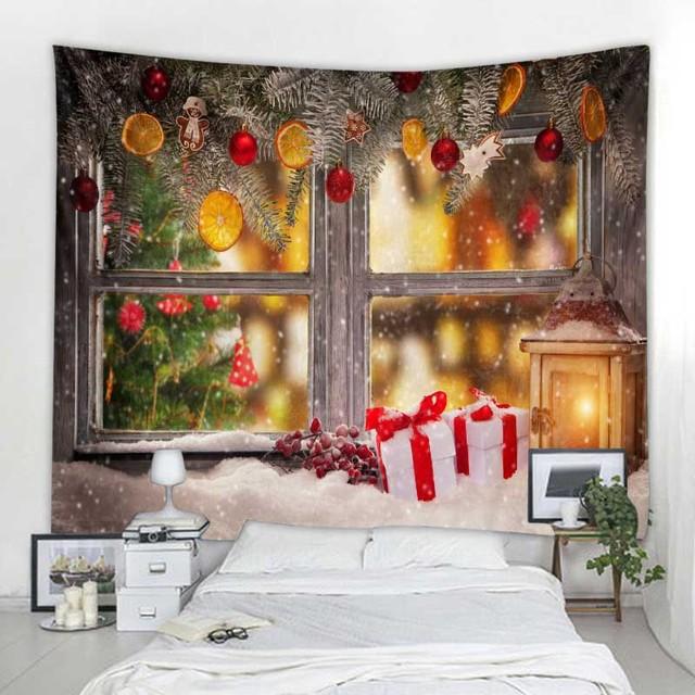 Weihnachtsdekoration, Wandteppich, Weihnachtsmann, Schneeszene, Wandbehang, Hippie-Fantasieszene, Hintergrund, Stoff, Böhmen, Heimdekoration