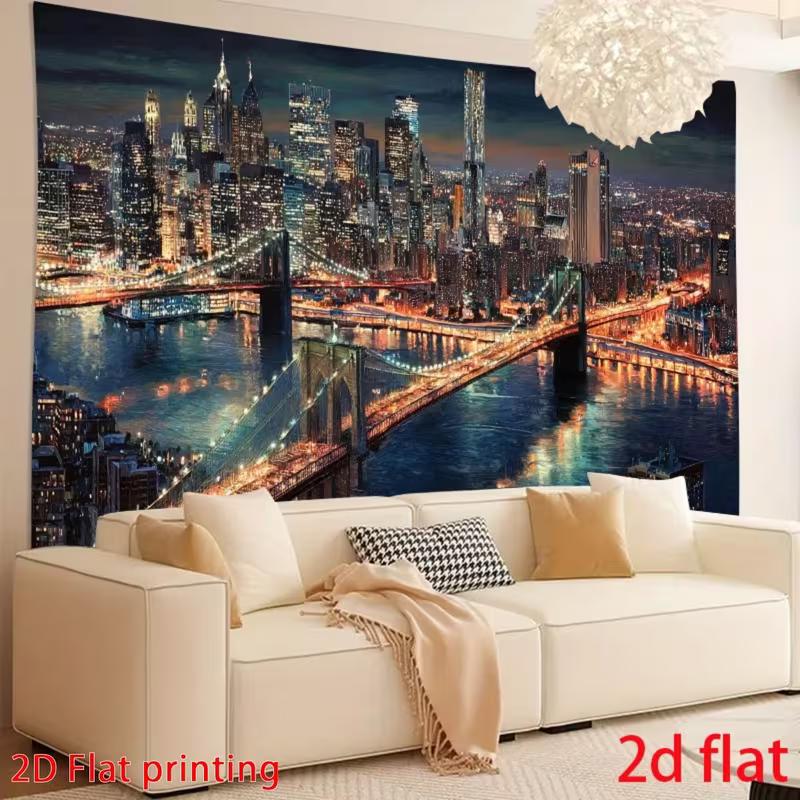 2D Brooklyn Bridge Cityscape Backdrop for Urban, Night and Big City Content Creation