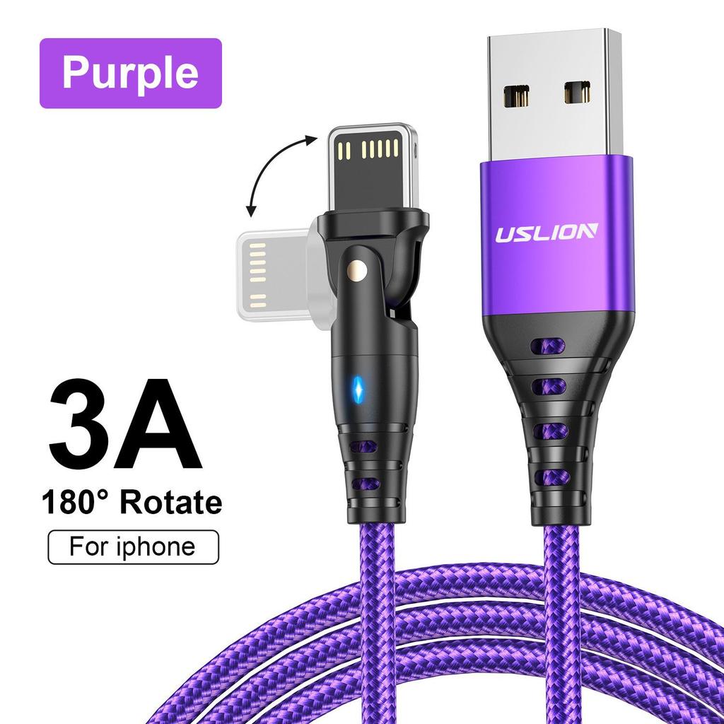 180° Schnelllade-USB-C-Winkelkabel, 3A, 2M - Universelles Flash-Laden für Android