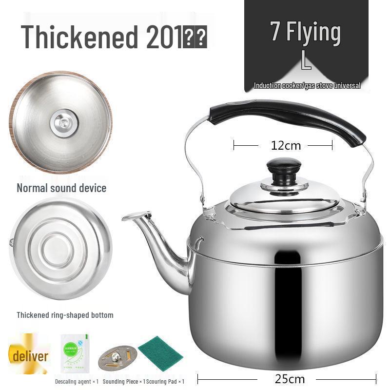 Stainless Steel Large-Capacity Whistling Kettle for Gas Stove - Electric Teapot & Water Boiler for Home