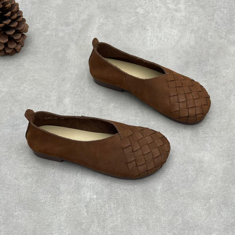 Anti-slip Single Shoes, Retro and Casual Round-toe Low-cut Flat-bottom Women s Shoes 35
