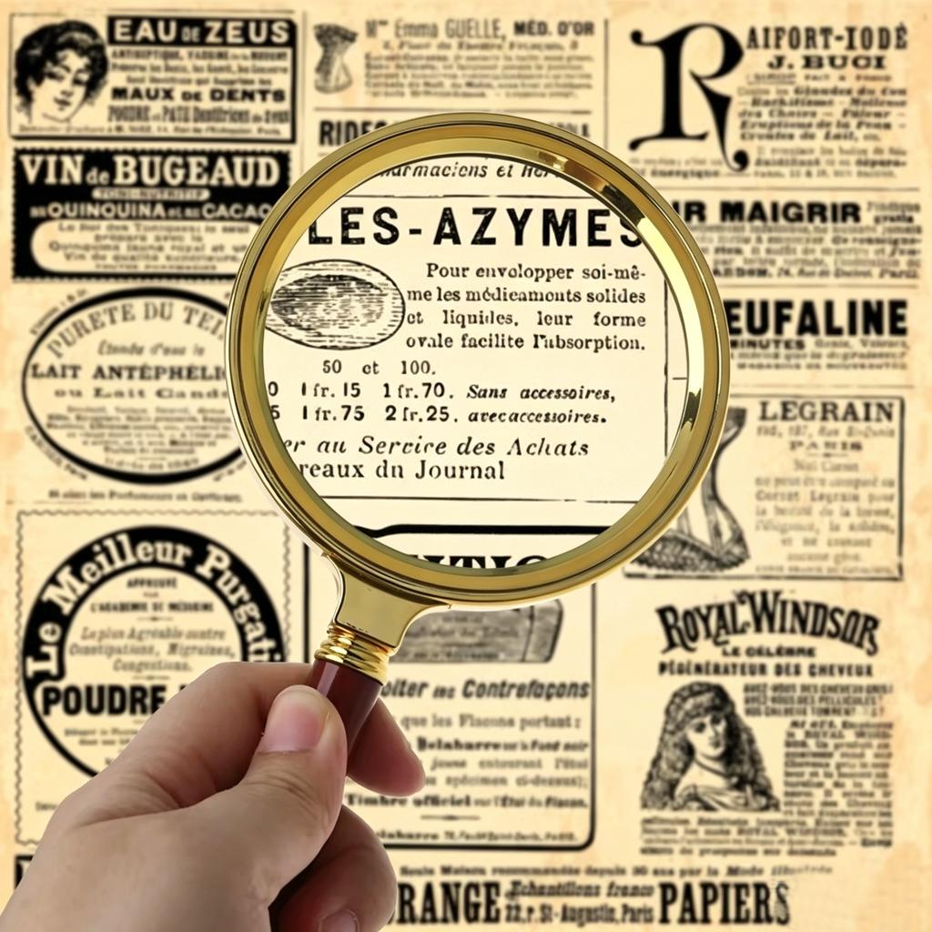 60mm 80mm 100mm Lens Handheld Magnifying Glass 10X High-Definition Retro Magnifier Eye Loupe Magnifying Glasses