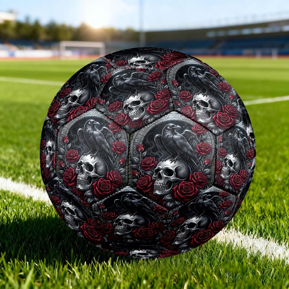1pc Raven Skull Roses Size 5 Soccer Ball Professional Match Training Football Indoor &Outdoor Sports Ball Training Ball Lightweight Durable Y1