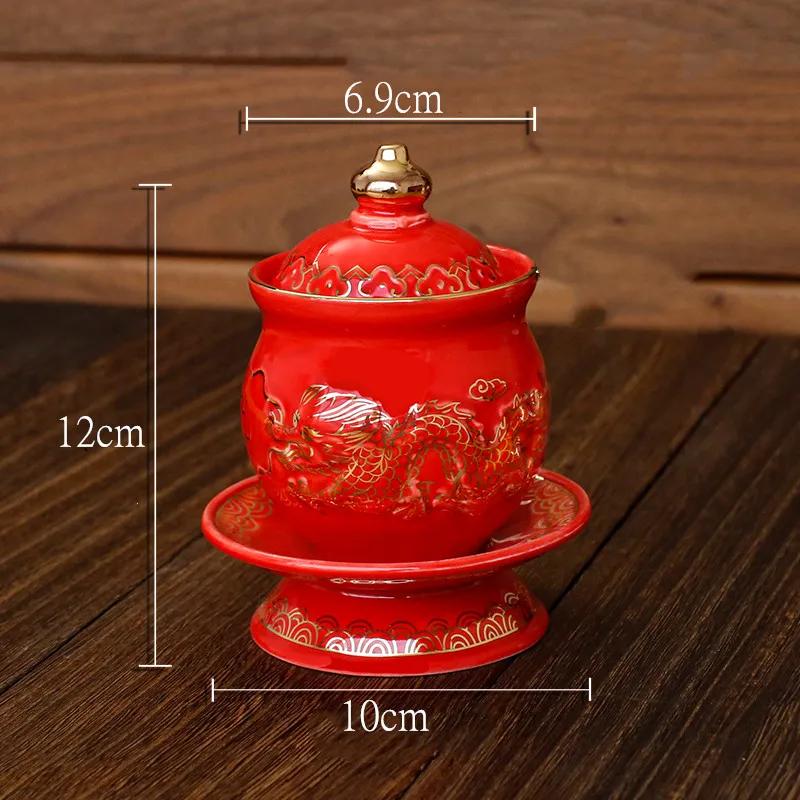 Keramika Vzor Dvojitý Drak Kelímek na Vodu Ozdoby Domácí Feng Shui Uctívací Dekorace Tradiční Buddhistické Nástroje Potřeby