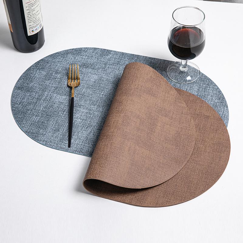 Nordic Oval Fabric Texture Placemat - Waterproof, Oilproof, Heat Insulation, Anti-Scald Mat 