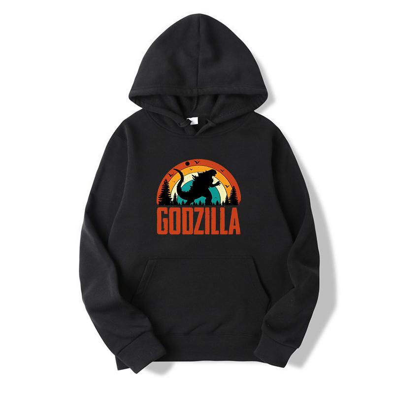 Godzilla Sweatshirt Adult Spring Autumn Hoodie with Hat Women Long Sleeve Clothes Pocket Cool Print Pullover Monster Clothes