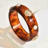 Vintage Wide Resin Pearl Shell Bracelet Lightweight Mottled Bohemian Bangle Durable Round Cuff Bracelet Women