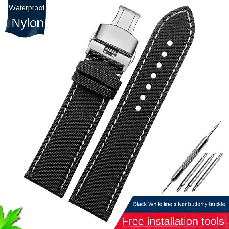 Fiber Nylon Leather Watchband For Tudor Mido Tag Heuer Citizen Seiko Huawei Male Canvas Watch Strap Waterproof 20 21mm 22mm 23mm