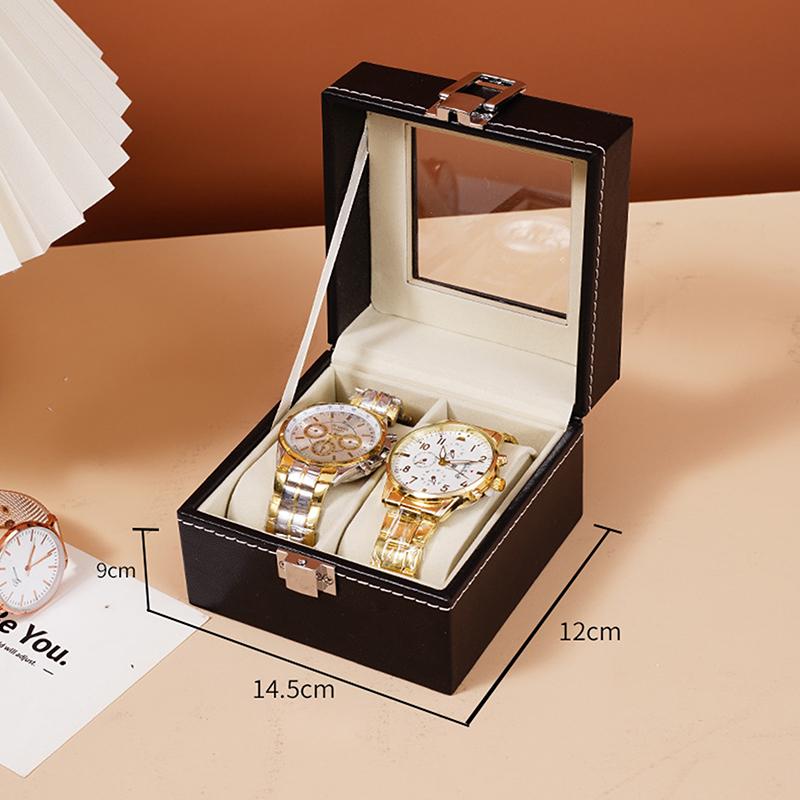 Watch Box Watch Organizer With Lock Removable Pillows Synthetic Leather Storage Case For Men Travel Gifts