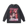 2. American Retro Hip-Hop Star Print Base Top Men'S And Women'S Autumn Washed Crew Neck Long Sleeve T-Shirt