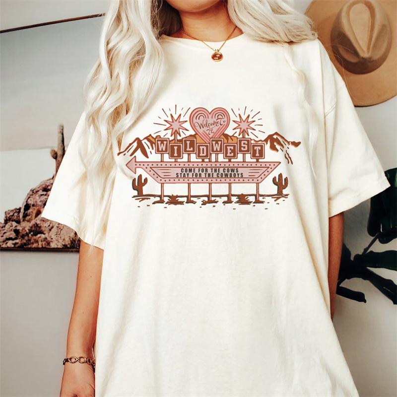 Western Denim Print T-shirt Plus Size Women Pure White Clothing Casual Trendy Short Sleeve Female O-Neck Oversize Tees