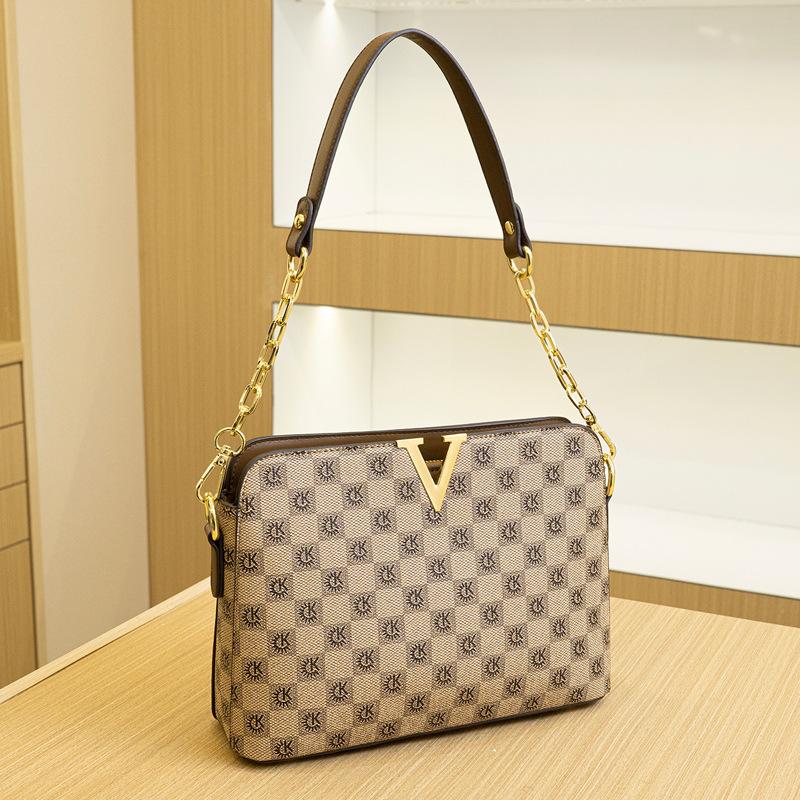 

Summer new printed bag trendy fashion easy to match retro shell bag crossbody chain hand bag