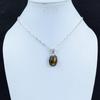 Ciondolo in Argento Sterling 925 con Pietra Preziosa Occhio di Tigre Naturale - Design Fatto a Mano, Gioiello per l'Uso Quotidiano, Ciondolo Unico da Indossare per Feste, Regalo